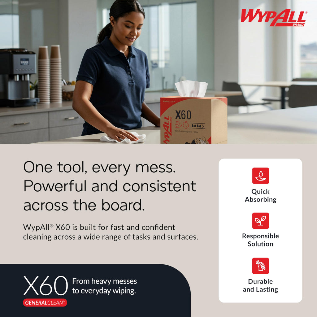WypAll GeneralClean X60 Multi-Task Cleaning Cloths, 10 x 118 Towels (34790)