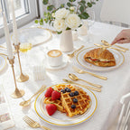 WDF300 Pieces Gold Plastic Silverware - Heavy Duty Disposable Cutlery Set Plastic Gold Silverware Set Includes 100 Forks, 100 Spoons, 100 Knives for Party Baby Shower Wedding Spring