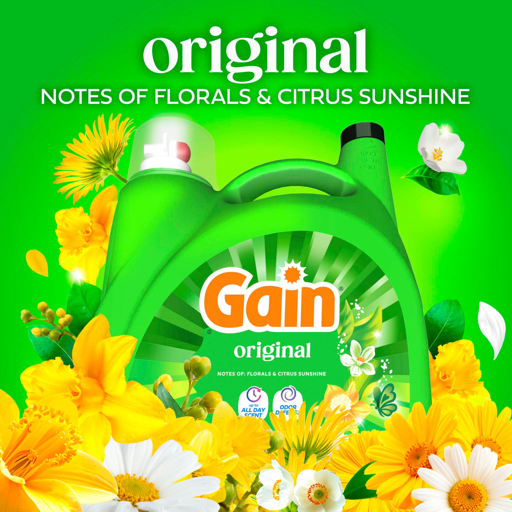 Gain Liquid Laundry Detergent, Original Scent, 177 fl oz, Freshness + Odor Fighting, Laundry Detergent Liquid Soap, HE compatible, 134 loads (Packaging May Vary)