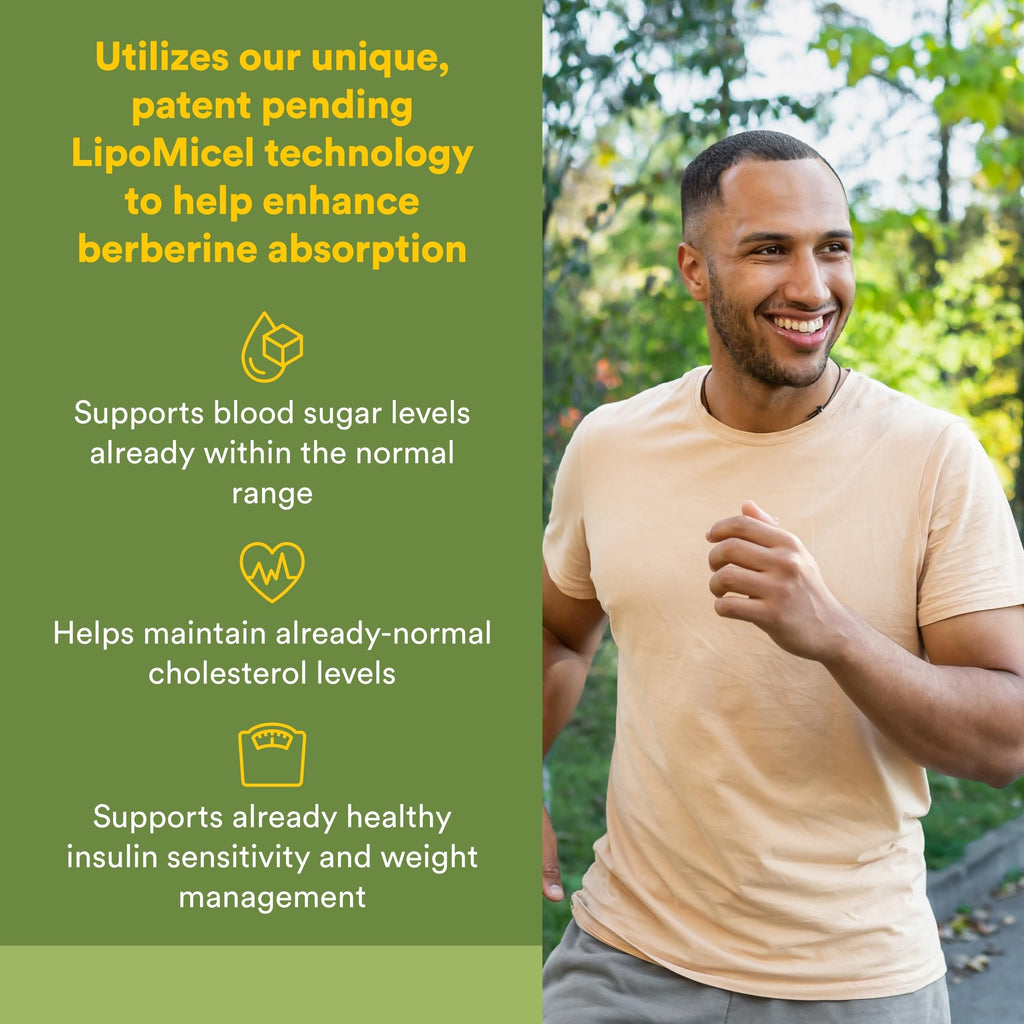 Natural Factors Berberine LipoMicel Matrix - Daily Supplement Supports Metabolic Health - Formula Supports General Health - Gluten-Free & Dairy-Free - 90 Liquid Softgels (90 Servings)
