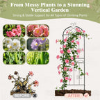 HIHADUUM 2 Pack 70.8" H x 19.7" W Arched Metal Garden Trellis for Climbing Plants Outdoor - Tall Rust-Resistant Decorative Climbing Rose Trellis Perfect for Roses, Vines, Vegetables, Flowers, Black