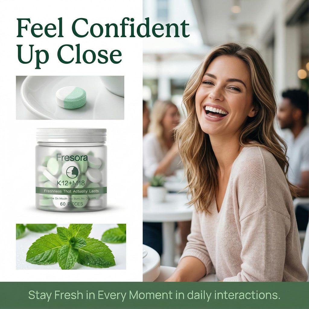 LINELLE Fresora Oral Probiotics, with K12 & M18, Sugar-Free Mint Tablets for Daily Oral Balance & Clean Mouthfeel