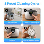 Magnasonic Ultrasonic Cleaner - 20oz Stainless Steel Tank, Digital Timer, 5 Cleaning Modes, Ultrasonic Jewelry Cleaner for All Jewelry, Eyeglasses, Watches, Dentures, Retainers & More