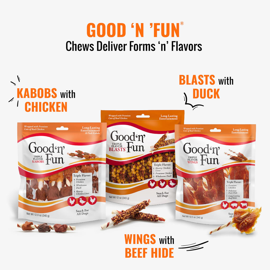 Good 'n' Fun Twists Long-Lasting Dog Treat Made With Real Protein, 70 Count