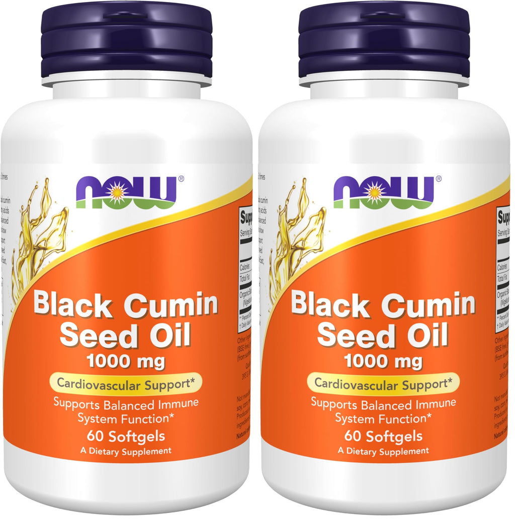 NOW Foods Supplements,Black Cumin Seed Oil,1,000 mg,Cardiovascular Support*,60 Softgels,(Pack of 2)