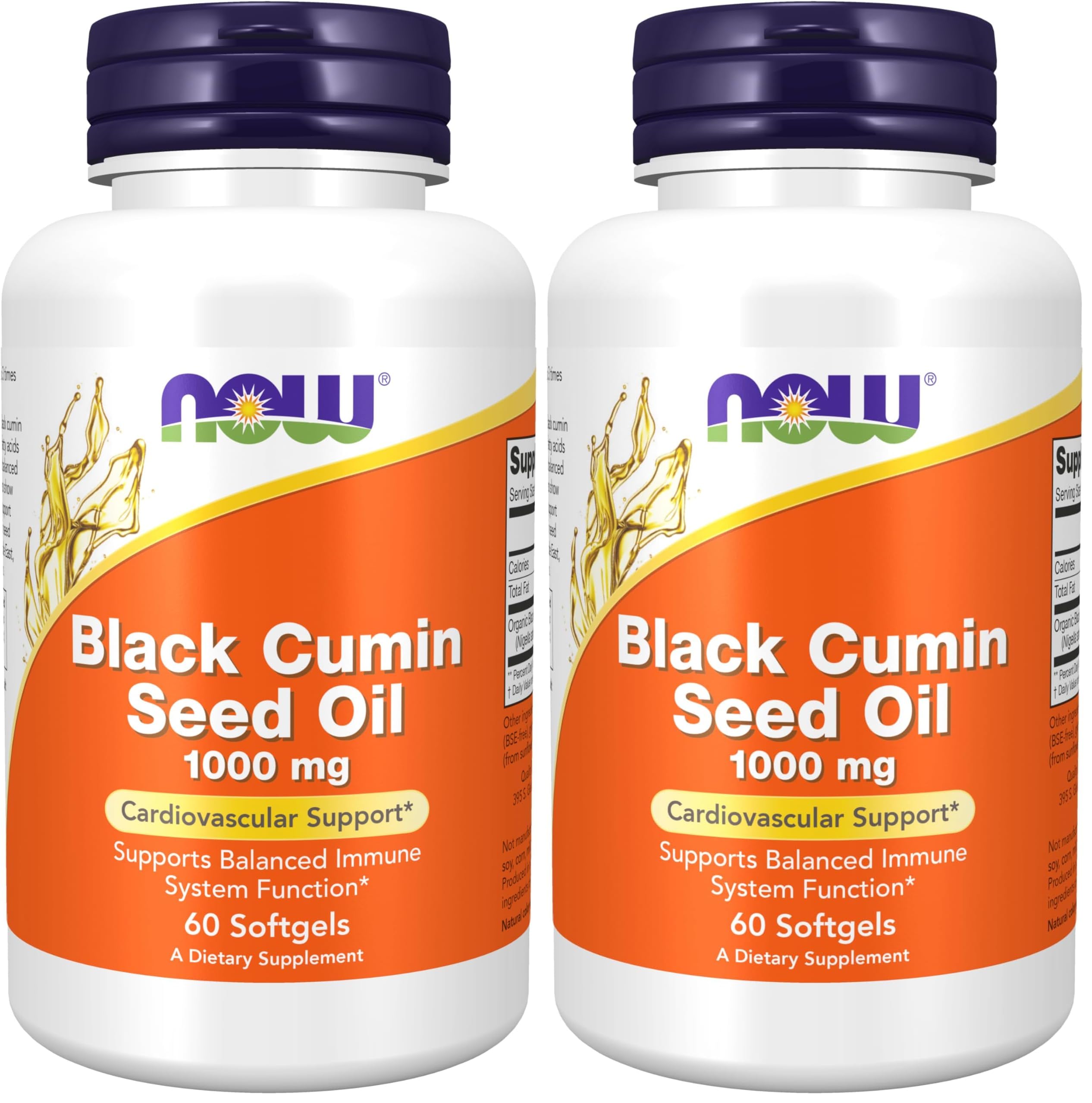 NOW Foods Supplements,Black Cumin Seed Oil,1,000 mg,Cardiovascular Support*,60 Softgels,(Pack of 2)