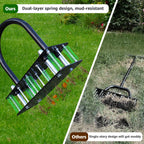 RIFPOD Lawn Aerator, Automatic Dirt and Leaf Clean Design, Heavy Duty Manual Lawn Aerator Tool with 15 Iron Spikes, Height Adjustable, Yard Grass Aerator for Lawn(Black)