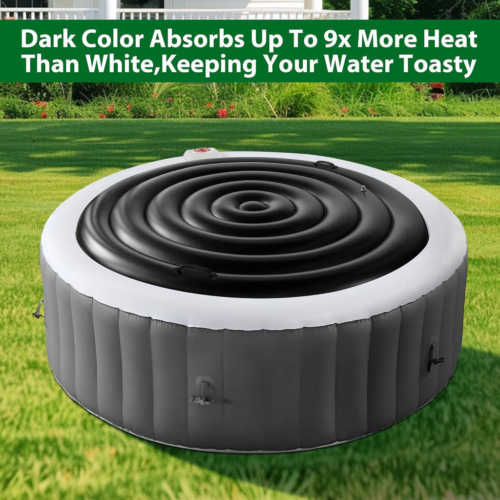 Tlswshsy 5.4 Ft Inflatable Hot Tub Cover- Energy Saving lid for Round Hot Tub- Foldable Protective Rain Overflow Cover for Outdoor Inflatable Hot Tubs (Black)