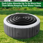 Tlswshsy 5.4 Ft Inflatable Hot Tub Cover- Energy Saving lid for Round Hot Tub- Foldable Protective Rain Overflow Cover for Outdoor Inflatable Hot Tubs (Black)