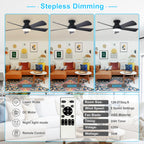 Depuley Modern Ceiling Fan with Light: 42-Inch Black Small Fans for Bedroom Indoor Outdoor - Dimmable Low Profile Ceiling Fans with Remote Control Flush Mount 5 Reversible Black Blades 6 Speeds Timer