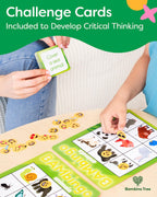 THE BAMBINO TREE Animal and Picture Bingo Game for Kids - Flash Cards Matching Learning Board Game for Ages 3-6 Preschool, Kindergarten & Family Fun