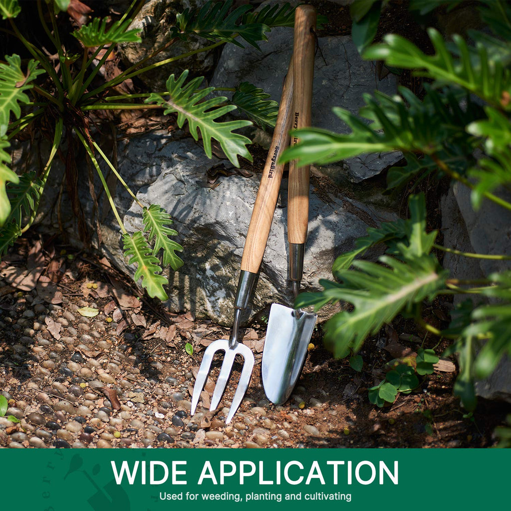 Berry&Bird Stainless Steel Gardening Trowel, 23.43in Ash Wooden Long Handle