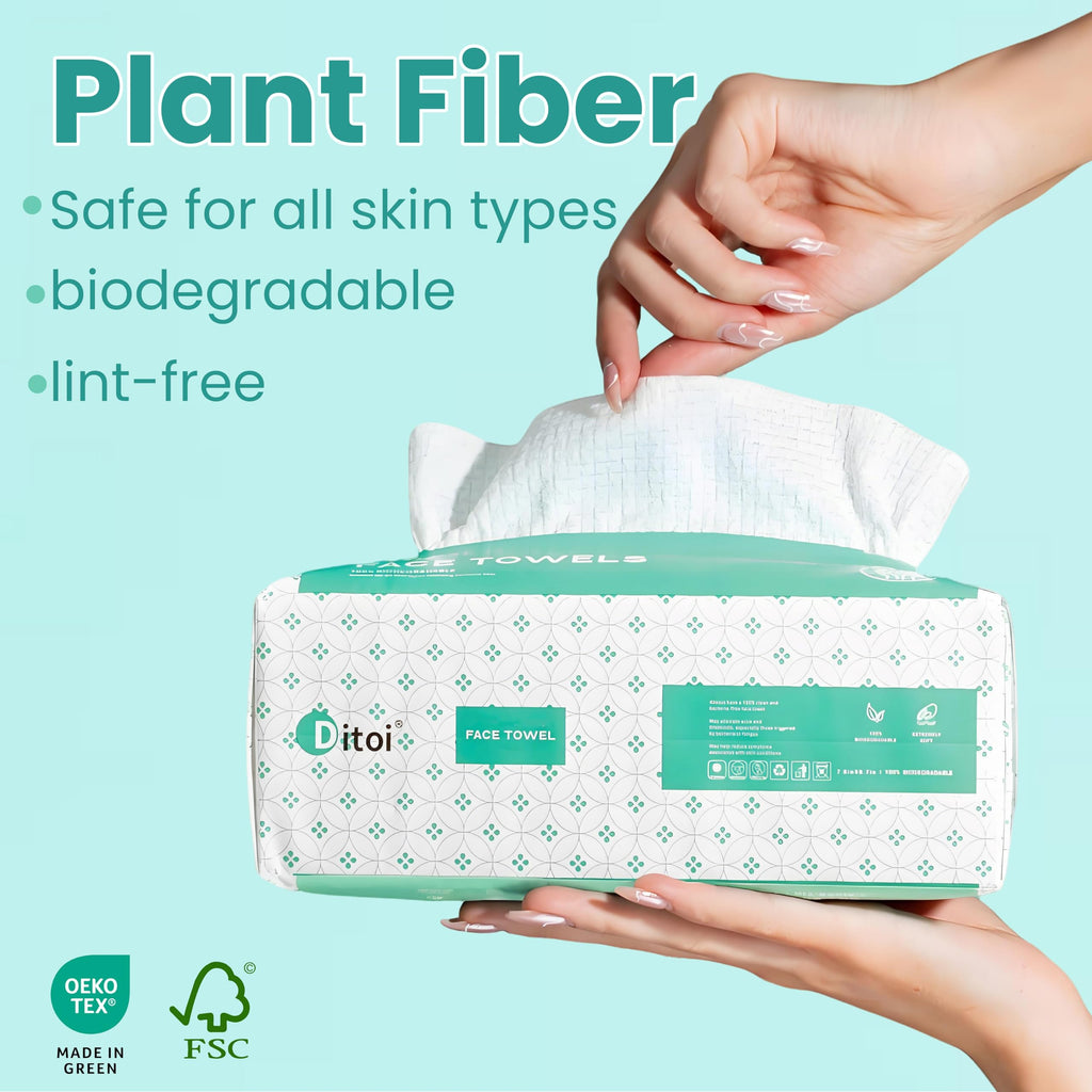 Ditoi Disposable Face Towels,Ultra Soft &Thick Face Dry Wipes for Makeup Removal,Viscose Fiber Facial Cloths for Skincare,Daily Cleansing,120 Count