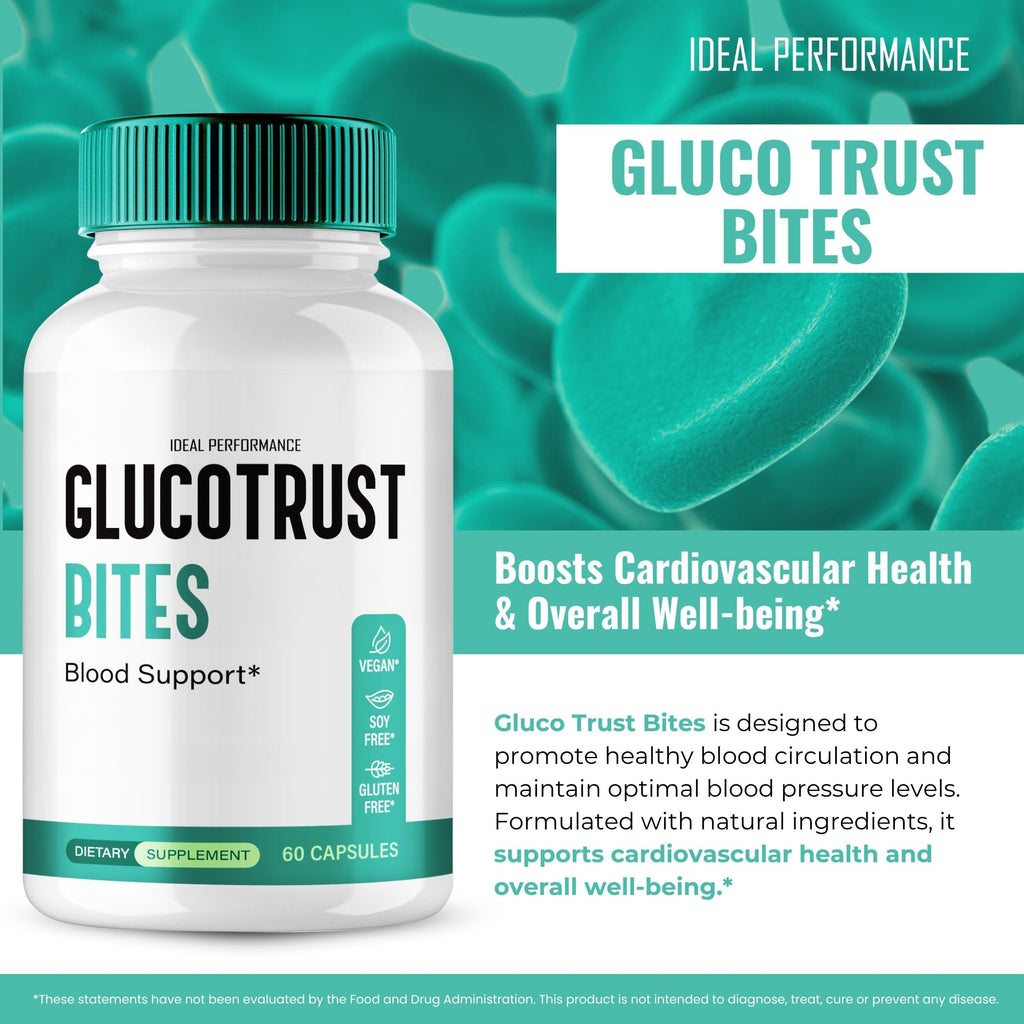 Gluco Trust Bites Capsules, Official Gluco Trust Bites Blood Support Supplement Pills, Maximum Strength, Natural Healthy Circulation & Stable Levels, Advanced Formula Reviews (2 Pack)