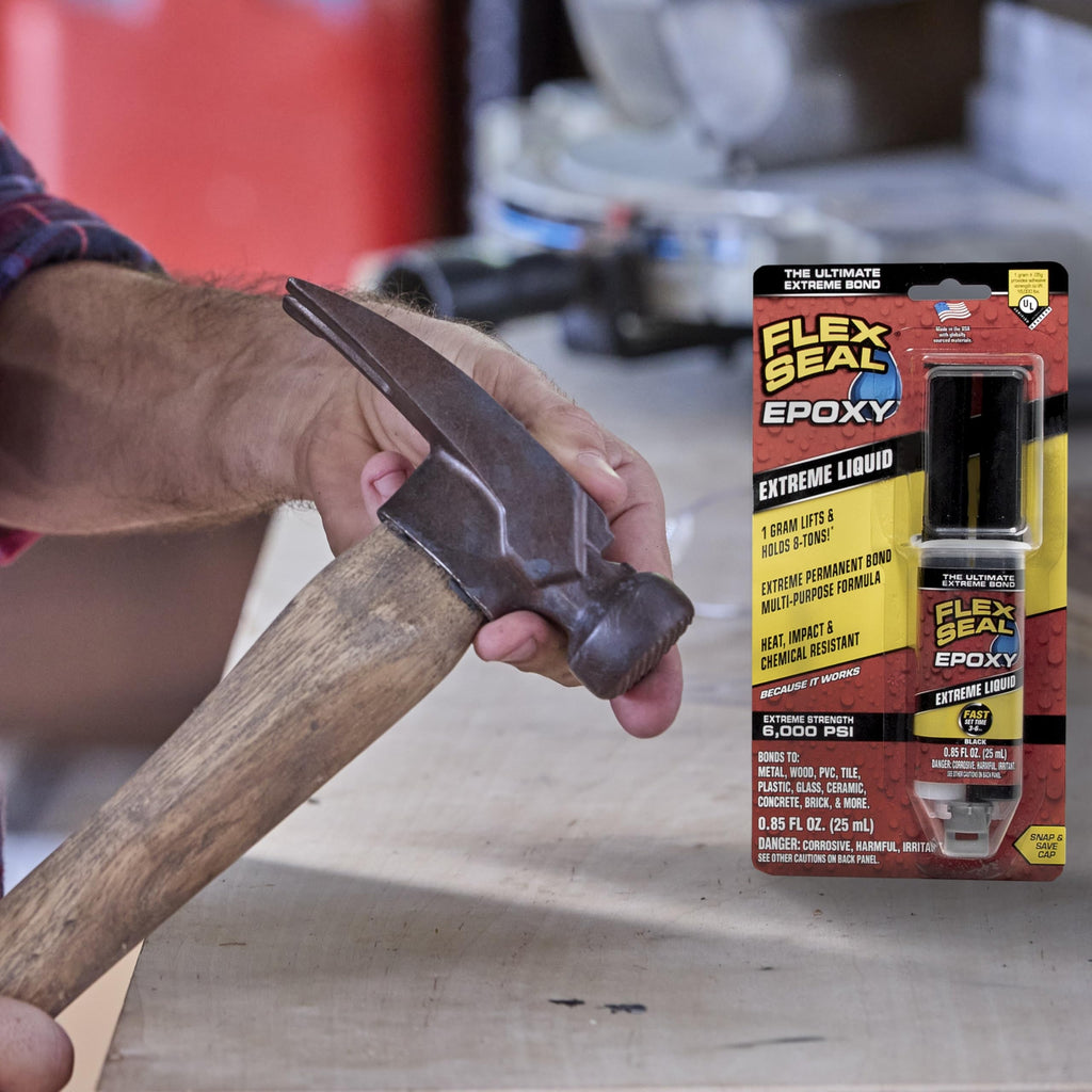 Flex Seal Epoxy Extreme Liquid Waterproof Adhesive, Black, 0.85 oz Syringe