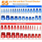 55 Pcs Nut and Bolt Thread Checker (25 Metric & 30 Standard), Bolts and Nut Identifier Thread Gauge, Detachable Bolt Size Finder Especially for Tight Spaces