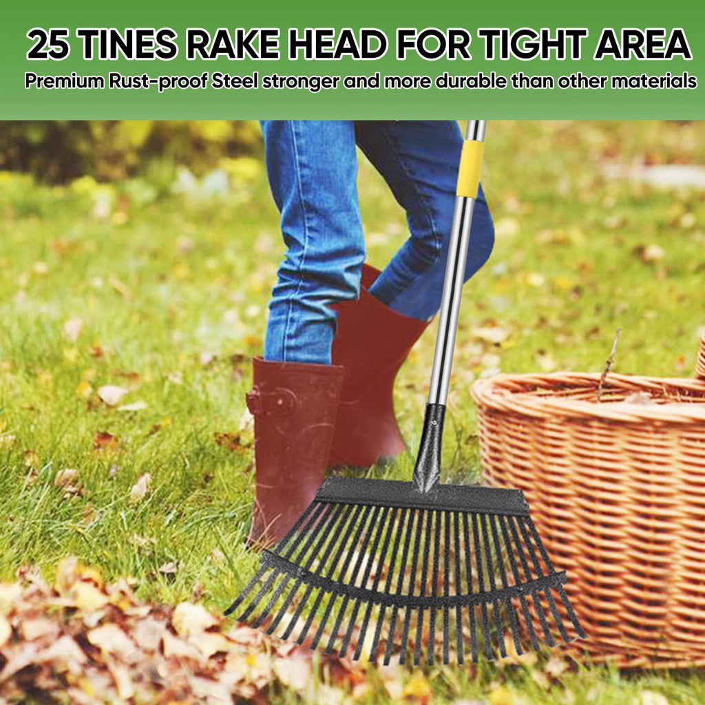 Coopvivi Heavy Duty Garden Rake 6FT Long Leaf Rake for Lawn