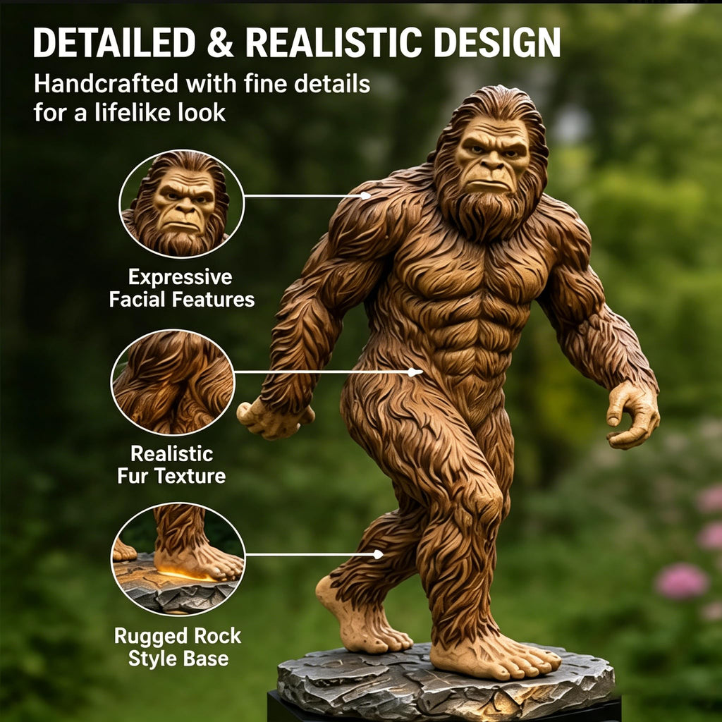 Bigfoot Solar Garden Light, Sasquatch Garden Statue with LED Glow, Waterproof Outdoor Yard Decor Stake, Resin Cryptid Lawn Pathway Light for Backyard Patio Porch Gift