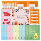 QUIYUM Skincare Set - 26PCS Face Masks & Lip-Eye Masks, Fruit & Turmeric VC Masks Gifts for Women Teen Girls, Travel Size Toiletries for Mother's Day Christmas Birthday