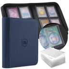 Toploader Binder, Holds 160 Toploaders, 100 Toploaders Included, 4-Pocket PU Cover Top Loader Binder for 3" x 4" Rigid Toploaders, Ringless Double-Sided Toploader Card Binder for TCG, Sport Cards