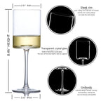 Wine Glasses Set of 4, Hand Blown Square Wine Glasses for Red/White, 15 oz