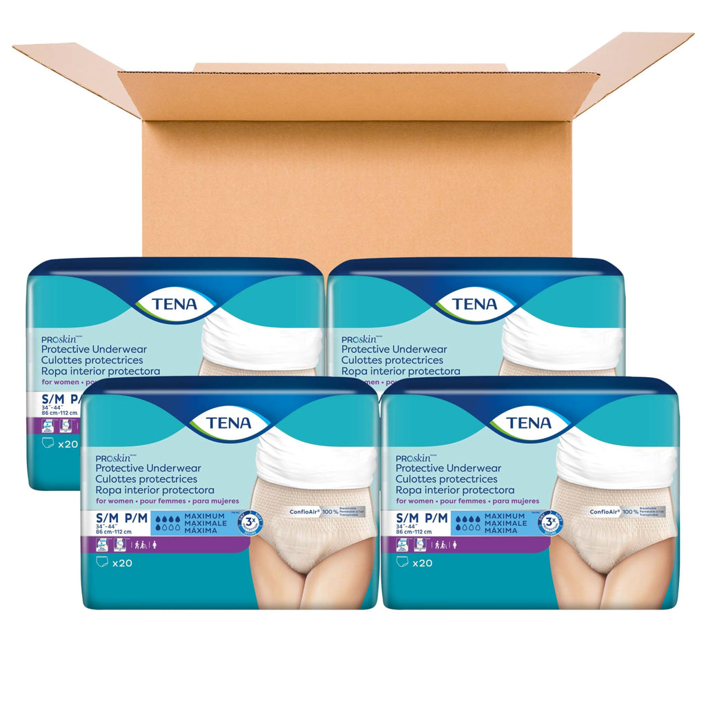 TENA ProSkin Small-Medium Nude-Colored Adult Female Moderate Absorbency Protective Disposable Underwear, 80 Count