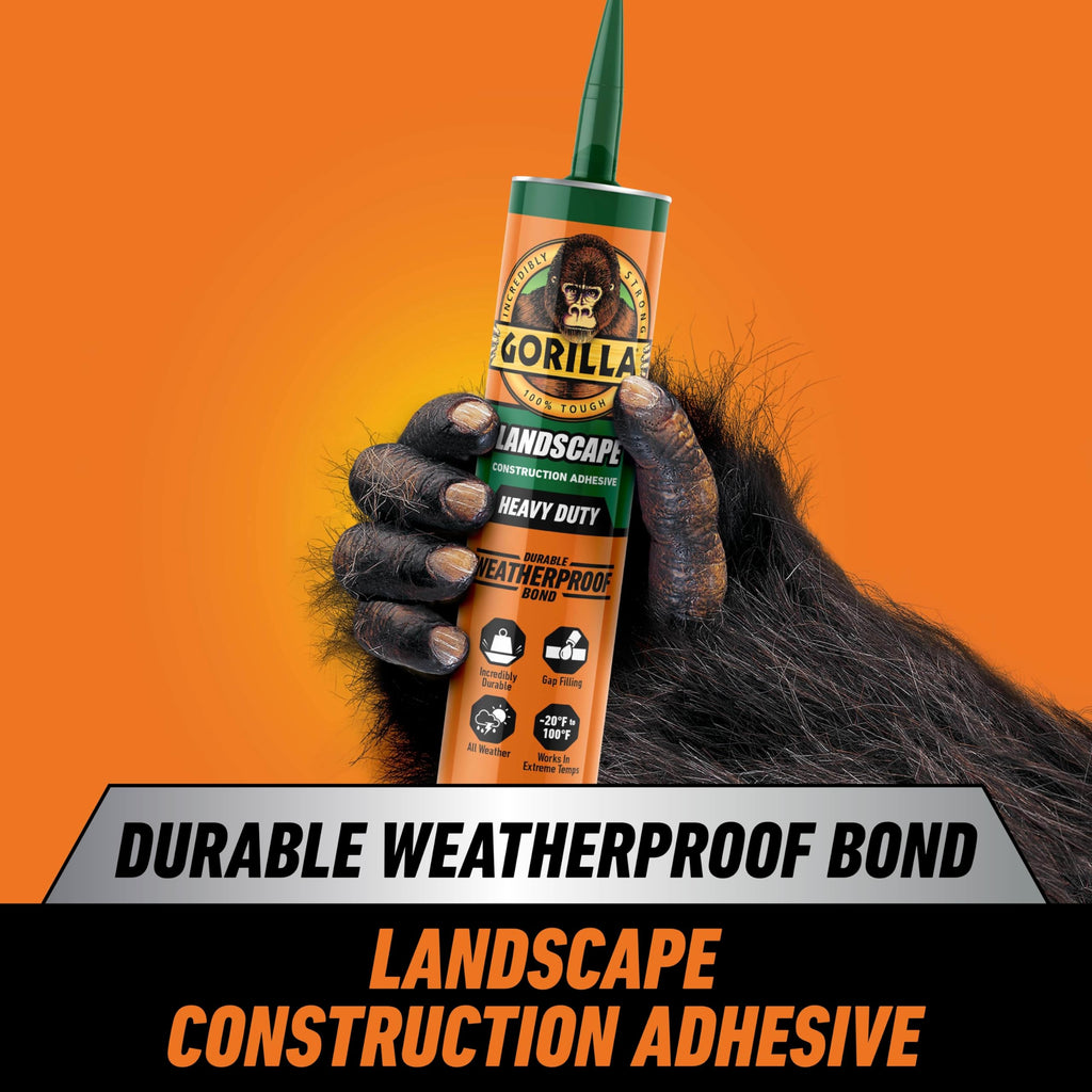 Gorilla Landscape Construction Adhesive, Heavy Duty, 9 fl. oz. Cartridge