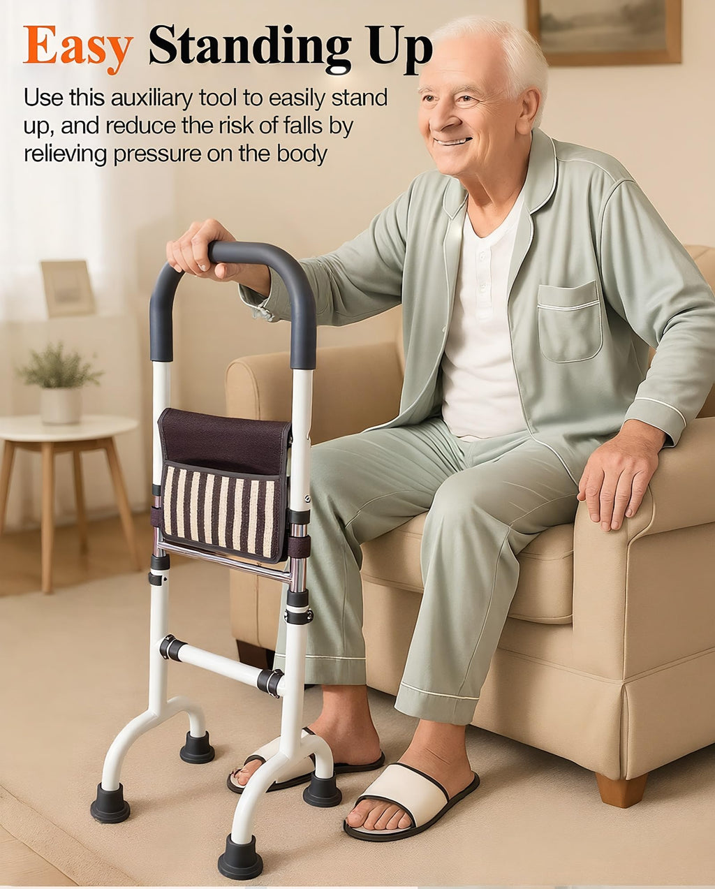 Stand Assist Aid for Elderly; Couch Stand Assist Rail; 4 Prong Canes for Women for Stability; Standing Support for Seniors Tight Spaces; Toilet Safety Rail; Height Adjustable; Weight 5lbs, Bear 350lbs