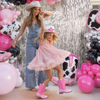 Motasha Girls Cowgirl Boots Glitter Toddler Girls Boots Pink Cowboy Boot for Girl Size 11 Little Big Kids Boot Western Riding Shoes Party Birthday (M7101 S R Pink 11)