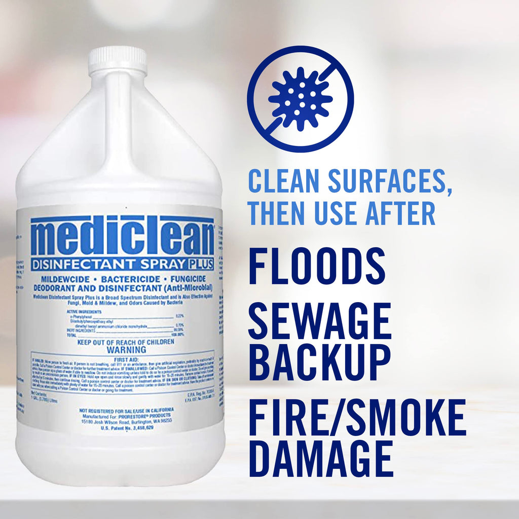 Mediclean Disinfectant Spray Plus Professional Antimicrobial Spray for Use After Floods, 1-Gal Bottle