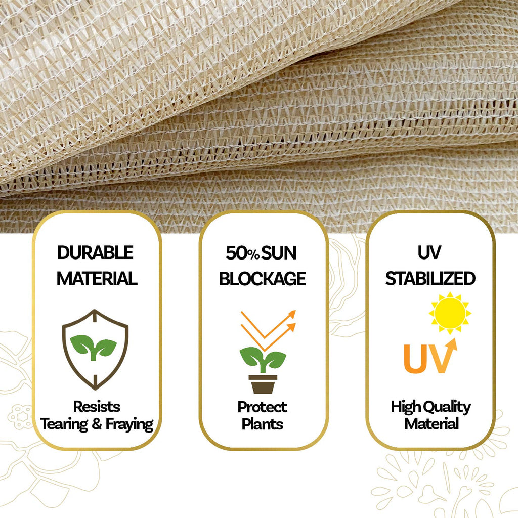 Alion Home HDPE 50% Sun Block Garden Netting Mesh - Beige (6' x 4', Beige)