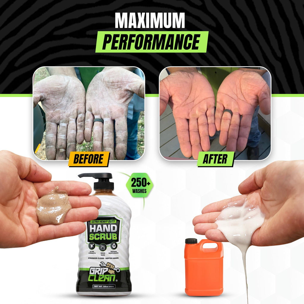 Grip Clean Ultra Heavy Duty Hand Cleaner for Mechanics – Walnut Shell & Clay-Infused Technology Removes Grease, Oil & Paint – Pro-Grade Industrial Hand Soap with Cherry Scent - 32 Fl Oz