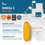 Dr. Tobias Omega 3 Fish Oil 2000mg Triple Strength with 800mg EPA 600mg DHA Per Serving | Fish Oil Omega 3 Supplements for Heart Brain & Immune Support - 90 Softgels (45 Servings)