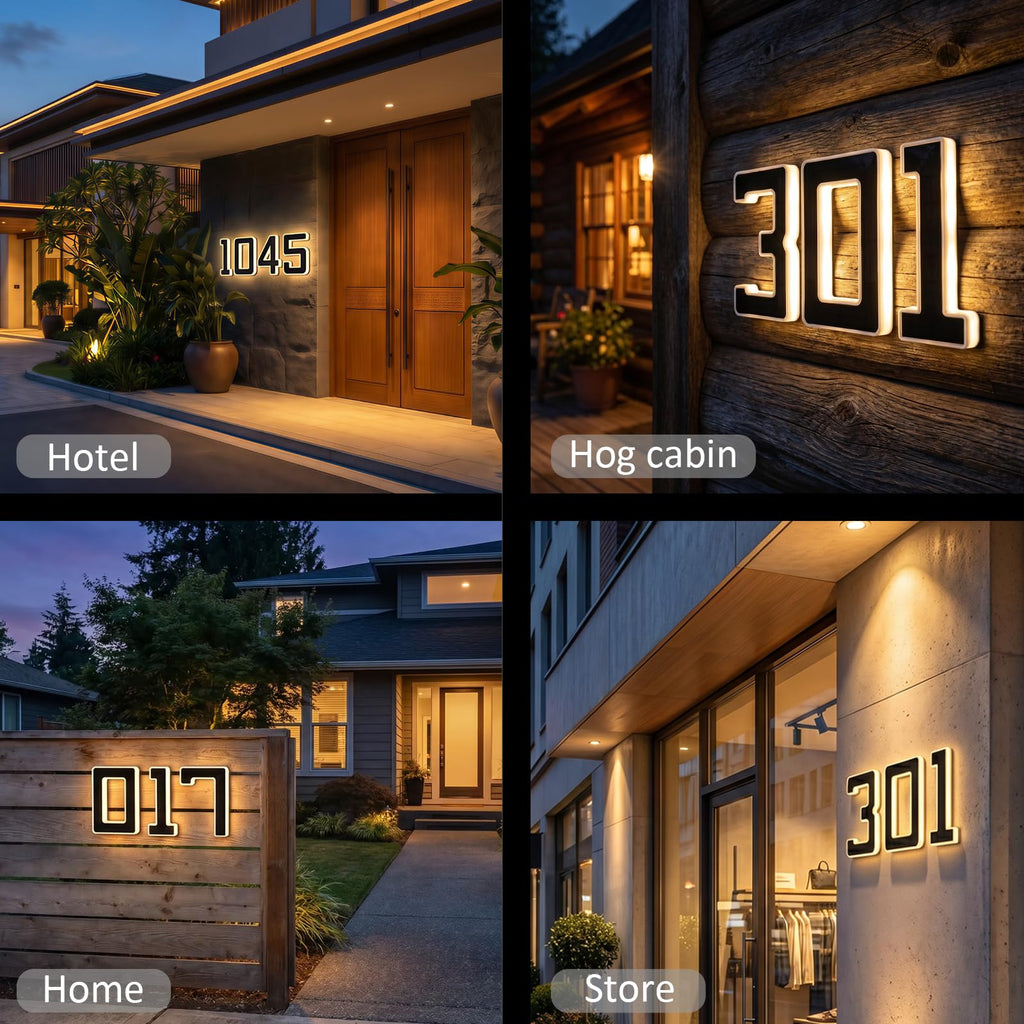 DIBMS 6.7 Inch Solar Lighted House Numbers for Outside Lighting, Waterproof LED Illuminated Address Sign, Personalized Backlit Number for Home Exterior Apartments Hotels Factories(Number 7-Black)