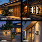 DIBMS 6.7 Inch Solar Lighted House Numbers for Outside Lighting, Waterproof LED Illuminated Address Sign, Personalized Backlit Number for Home Exterior Apartments Hotels Factories(Number 7-Black)