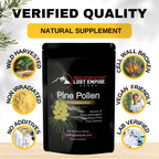 Pine Pollen Powder - Non-Irradiated, Wild Harvested, Cell Wall Cracked - Supplement Great for Men and Women for Energy, Vitality and Longevity (250 Grams)