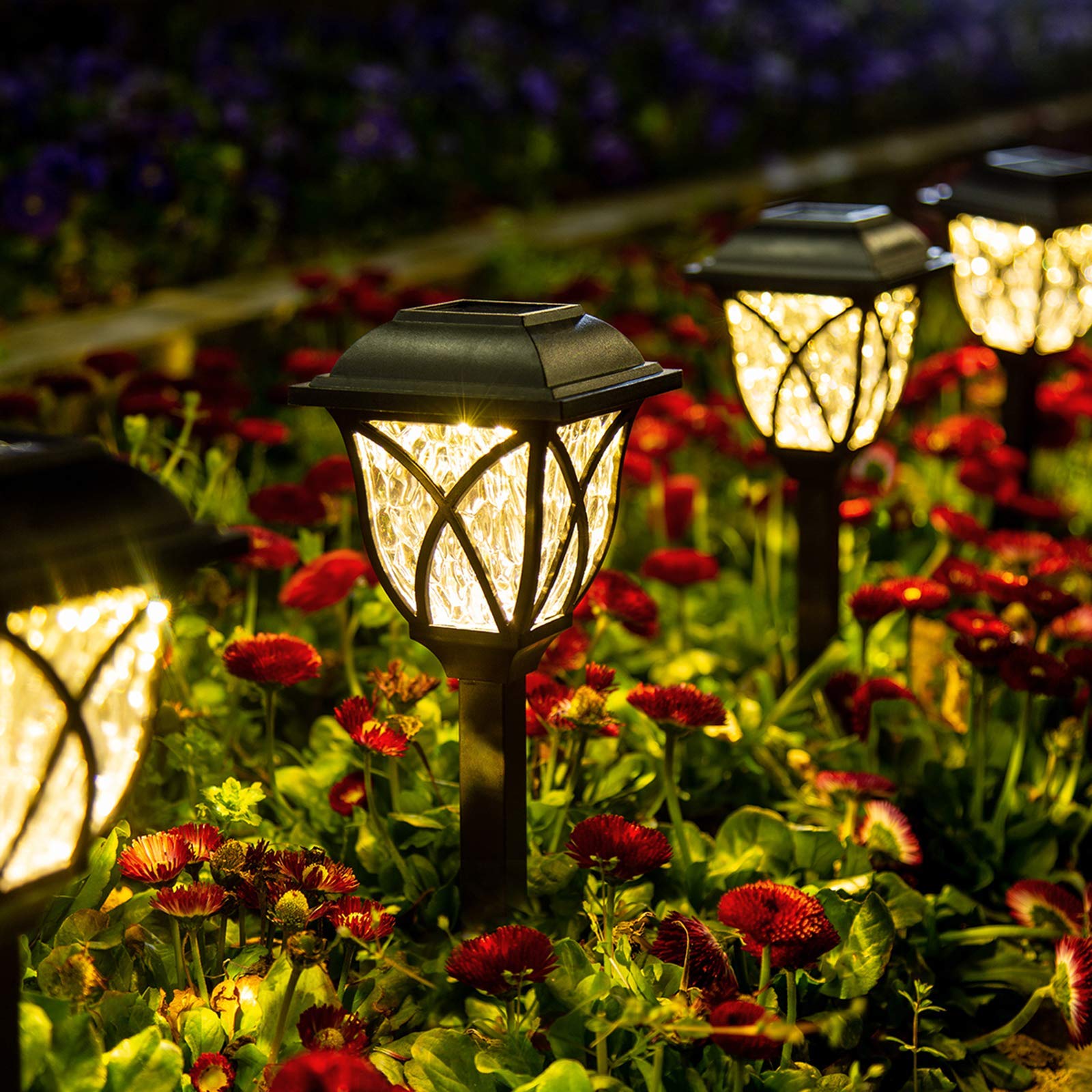 GIGALUMI 8 Pack Solar Lights Outdoor Waterproof, LED Solar Garden Lights, Outdoor Decorations, Garden Decor for Yard, Patio, Landscape, Planter, Walkway (Warm White)