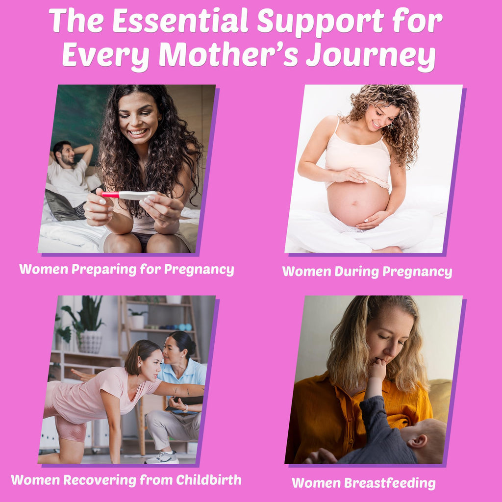 Prenatal Vitamins for Women with Methylfolate, Vegan Omega-3 DHA, Organic Food Blend, Probiotics, Iron, Vitamin D3 B6 B12, Choline, Sugar Free Multivitamin for Women During & Post Pregnancy, 120 Cts