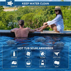 DONJOP 6 Inches Hot Tub Scum Absorber,Hot Tub Sponge for Scum Reusable Spa & Pool Cleaner Hot Tub Oil Absorbing Scum Absorber Keeps Water Clean,Eliminates Scum & Dirt,Blue,2 Pack