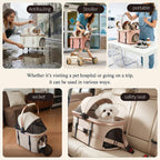 EPPMagice All-Terrain Pet Stroller for Small Medium Dogs & Cats, 20 lbs Capacity - Portable Carrier with One-Touch Brake, Lightweight Foldable Design & Shock Absorption Wheels,Khaki
