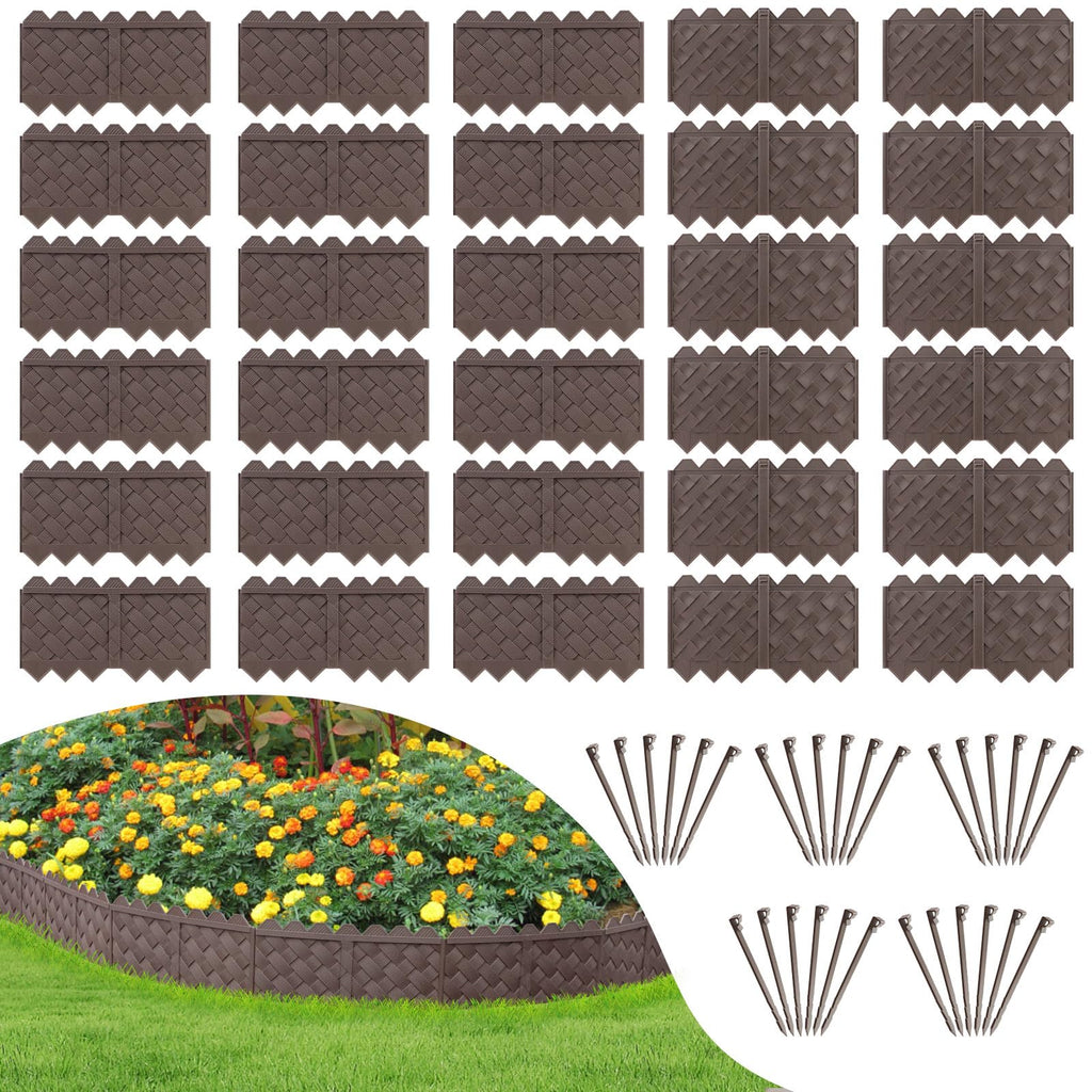 30 Pack (30FT) Weaving Flower Bed Garden Edging Borders, Landscaping Edging