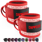 DMoose Fitness Ankle Straps for Cable Machines - One Size Fit with Premium Padding, Glute Kickback Ankle Strap for Women - Cable Attachments for Gym Workouts & Hip Abductors (Hearts - Pair)