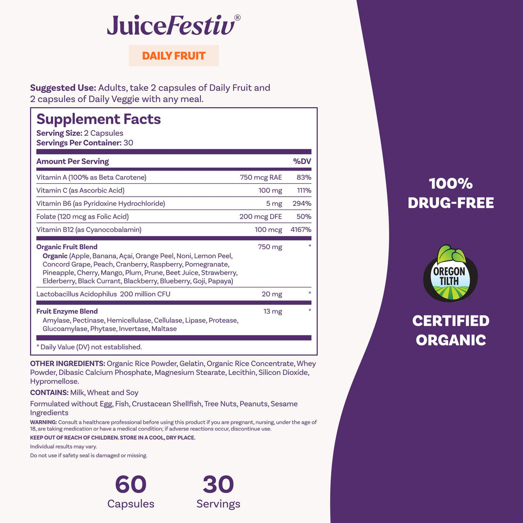 Natrol JuiceFestiv, Vitamins and Supplements for Nutrition & Well-Being, Antioxidants for Cellular Health, 60 Capsules (2-Count), Up to a 30 Day Supply