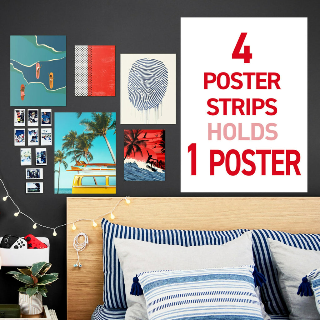 Command Poster Strips, 256 Strips Damage-Free Poster Hangers, No Tools Requried, Great for Home, Room, Wall, Office, and Dorm Decor, White Adhesive
