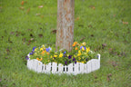 EasyFlex No-Dig Landscape Edging with Anchoring Spikes, 4.5 in. Tall Decorative Adirondack Wood-Look Fence Garden Border, 15 Foot Kit, White (3600WT-15C-6)