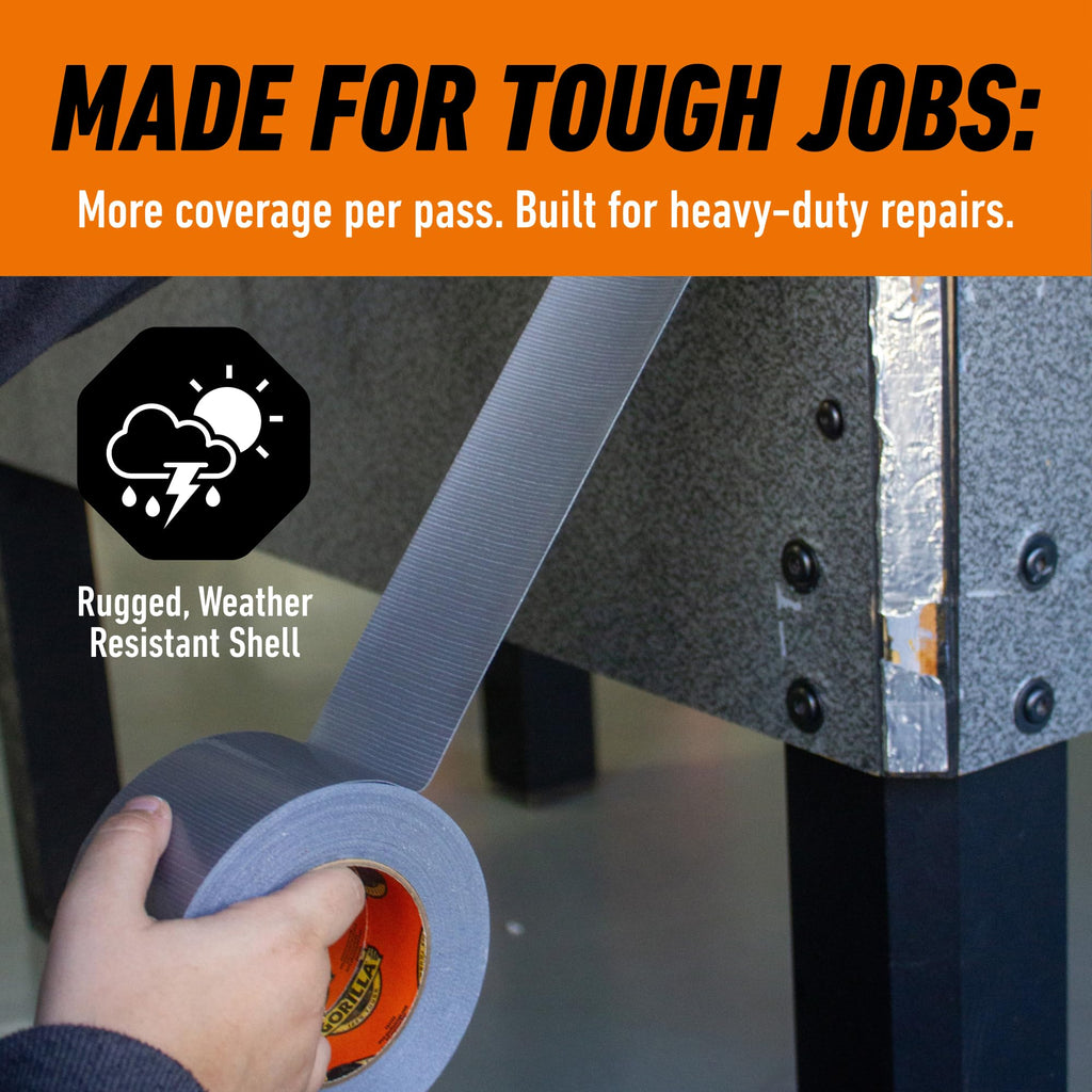 GORILLA Tough & Wide Heavy Duty Duct Tape, Silver, 2.88" x 25 yd, 1-Pack