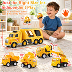 Construction Truck Toys for Toddler 3-5: 5-in-1 Vehicles with Sound Lights