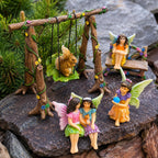 Mood Lab Fairy Garden Figurines with Swing - Miniature Accessories Set (6 pcs) - Outdoor Indoor Garden Decor