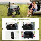 HAUSPROFI Collapsible Wagon Cart, 400 lbs Capacity, 7 cu ft (200L) Large Storage, Heavy Duty Foldable Utility Wagon with Pockets, Beach Wagon with Big Wheels for Sand, Garden, Camping & Grocery