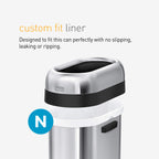 simplehuman 50 Liter / 13.2 Gallon Slim Open Top Trash Can, Commercial Grade Heavy Gauge Brushed Stainless Steel
